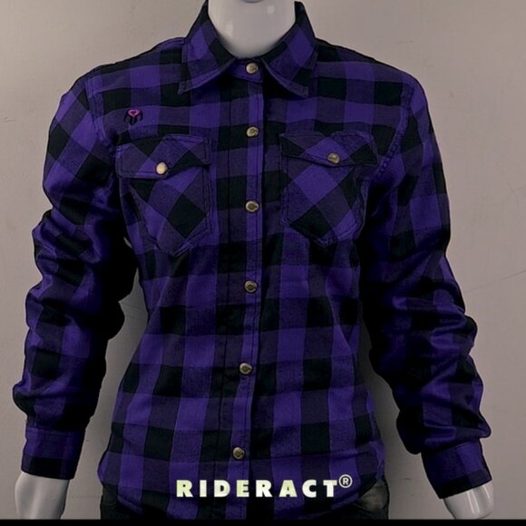 RIDERACT® Women Flannel Shirt with Long Sleeve Summer Purple Large Shirt - Picture 10 of 13